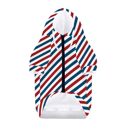 USA Patriotic Striped Pattern Print Dog Zip Up Hoodie