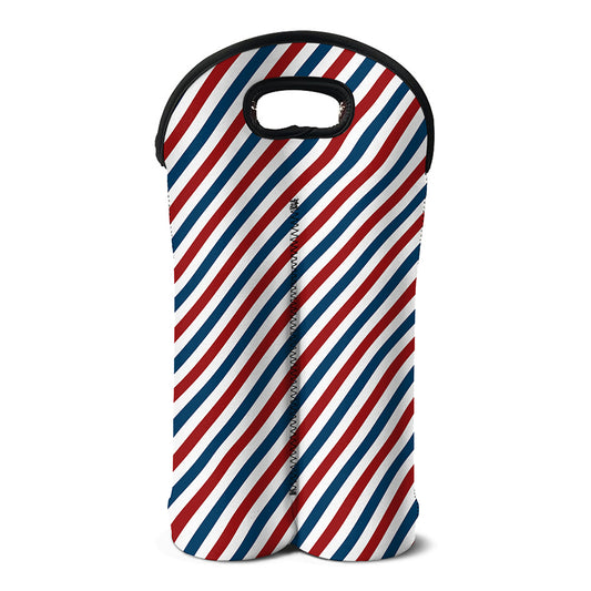 USA Patriotic Striped Pattern Print Double Neoprene Wine Tote