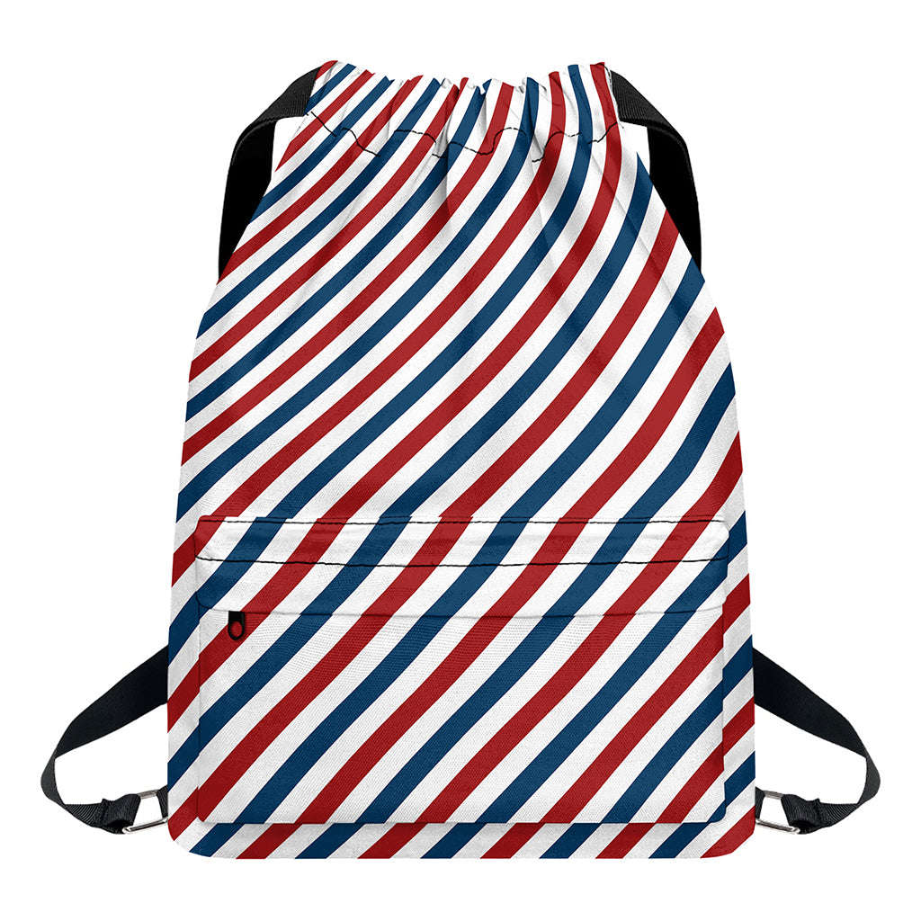 USA Patriotic Striped Pattern Print Drawstring Backpack