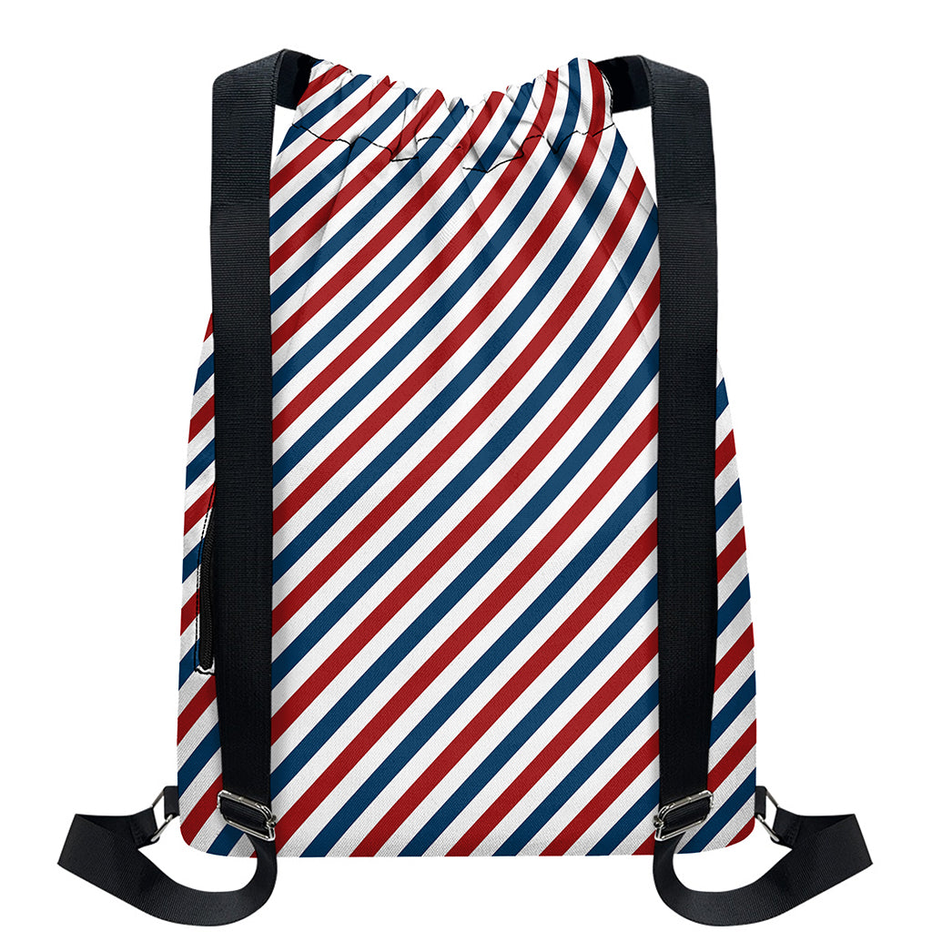 USA Patriotic Striped Pattern Print Drawstring Backpack