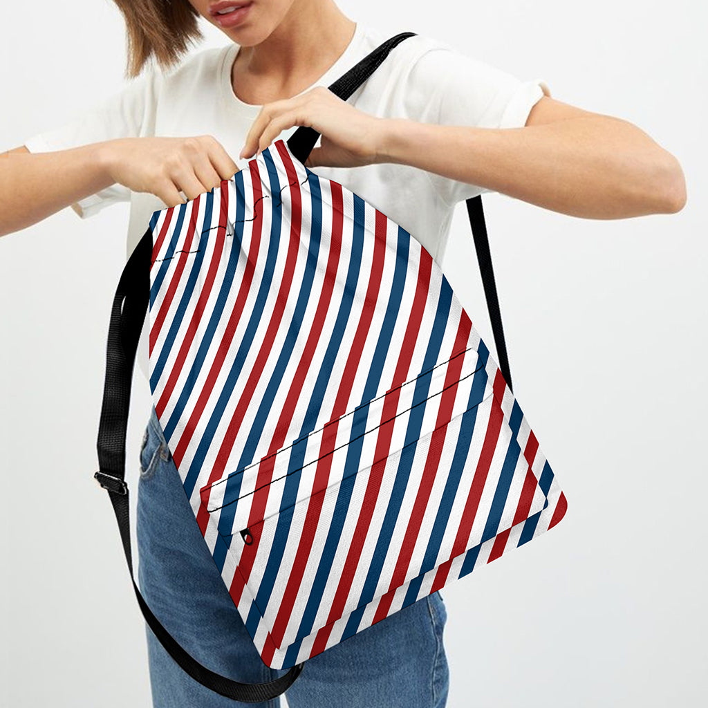 USA Patriotic Striped Pattern Print Drawstring Backpack