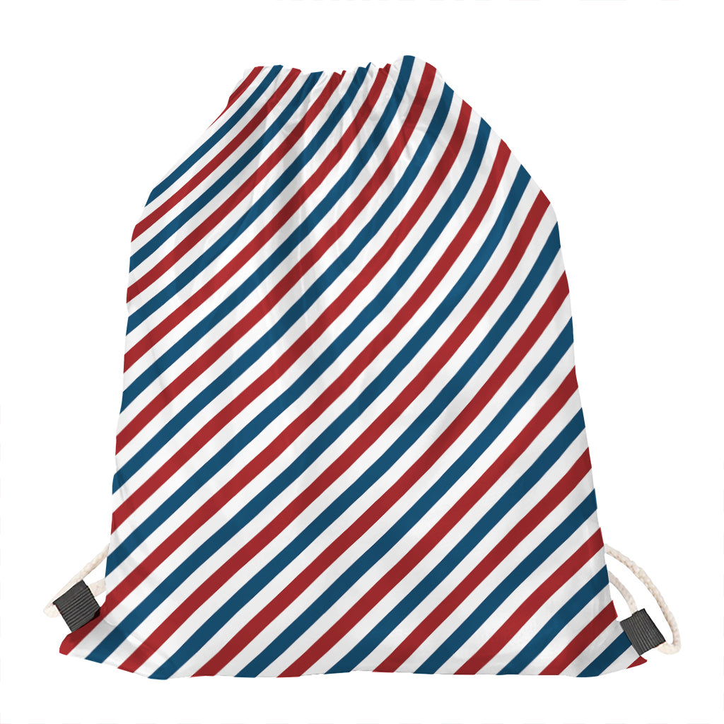 USA Patriotic Striped Pattern Print Drawstring Bag