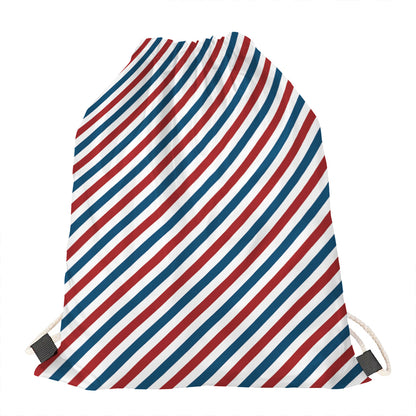 USA Patriotic Striped Pattern Print Drawstring Bag