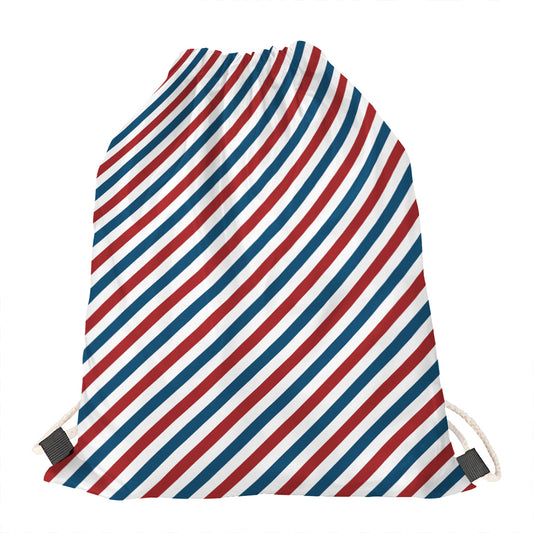 USA Patriotic Striped Pattern Print Drawstring Bag
