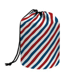 USA Patriotic Striped Pattern Print Drawstring Makeup Bag