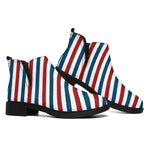 USA Patriotic Striped Pattern Print Flat Ankle Boots