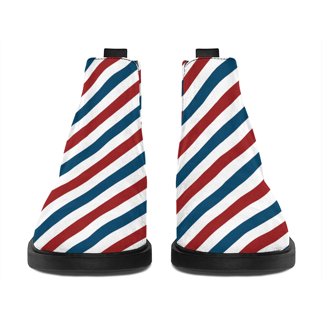 USA Patriotic Striped Pattern Print Flat Ankle Boots