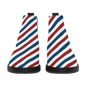 USA Patriotic Striped Pattern Print Flat Ankle Boots