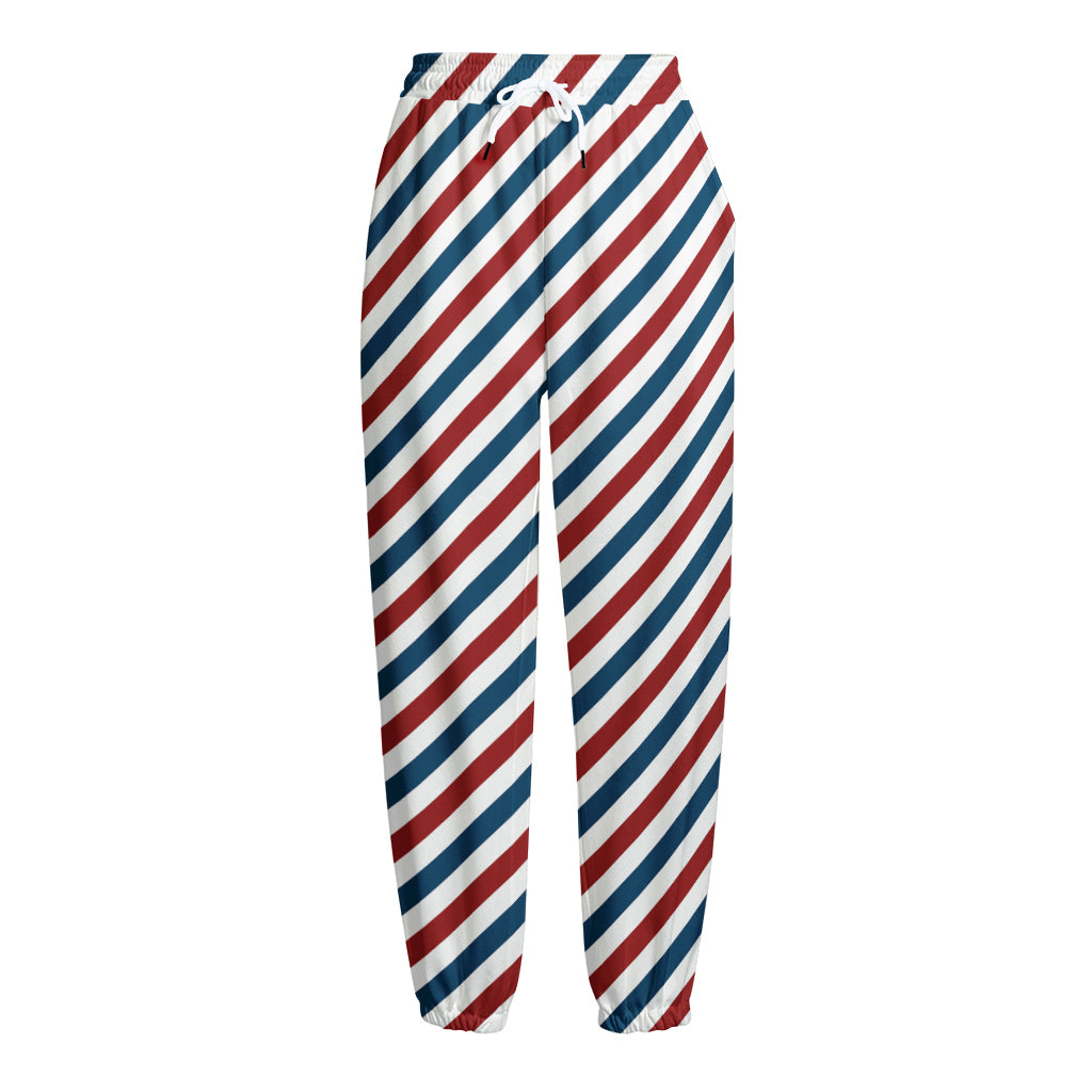 USA Patriotic Striped Pattern Print Fleece Lined Knit Pants