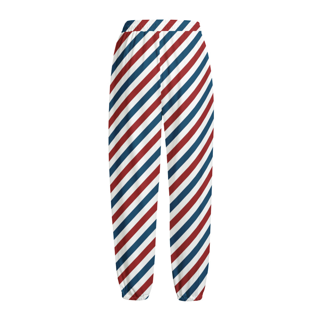 USA Patriotic Striped Pattern Print Fleece Lined Knit Pants