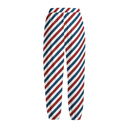 USA Patriotic Striped Pattern Print Fleece Lined Knit Pants