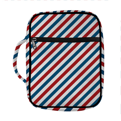 USA Patriotic Striped Pattern Print Front Pocket Bible Bag