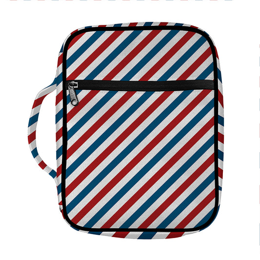 USA Patriotic Striped Pattern Print Front Pocket Bible Bag