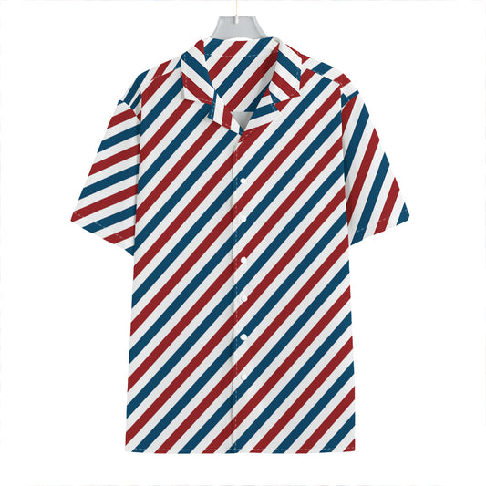 USA Patriotic Striped Pattern Print Hawaiian Shirt