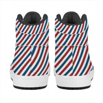 USA Patriotic Striped Pattern Print High Top Leather Sneakers