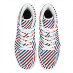 USA Patriotic Striped Pattern Print High Top Leather Sneakers