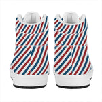 USA Patriotic Striped Pattern Print High Top Leather Sneakers
