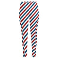 USA Patriotic Striped Pattern Print High-Waisted Pocket Leggings