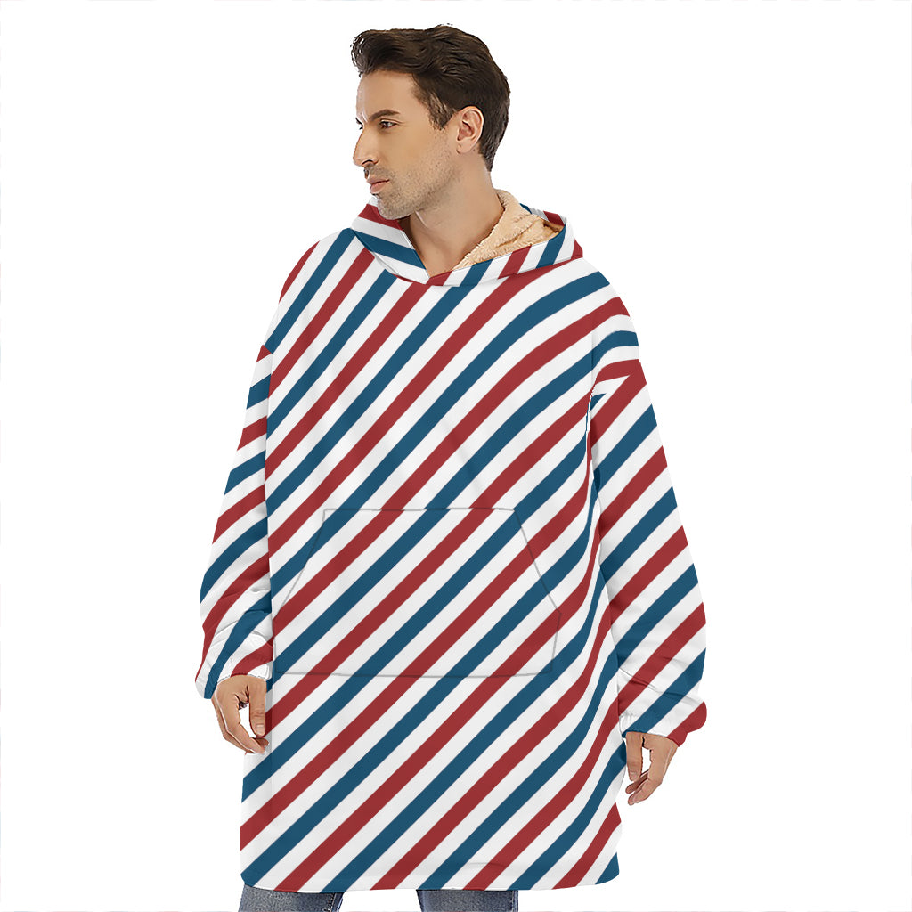 USA Patriotic Striped Pattern Print Hoodie Blanket