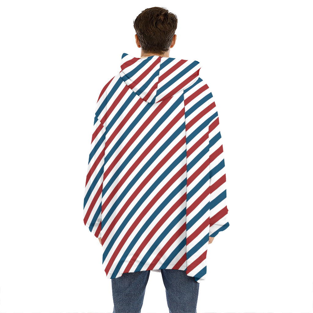 USA Patriotic Striped Pattern Print Hoodie Blanket
