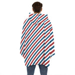 USA Patriotic Striped Pattern Print Hoodie Blanket