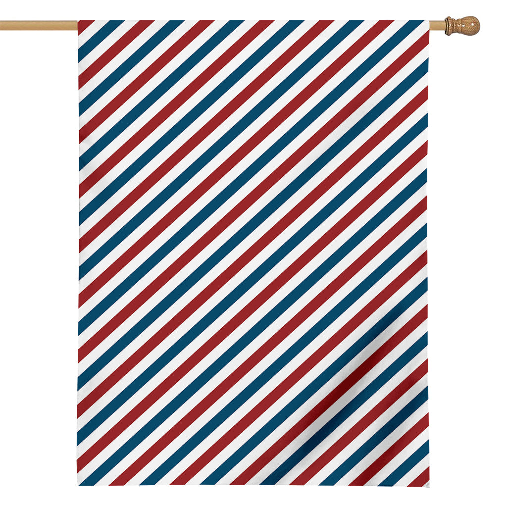 USA Patriotic Striped Pattern Print House Flag