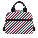USA Patriotic Striped Pattern Print Insulated Lunch Bag