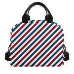 USA Patriotic Striped Pattern Print Insulated Lunch Bag