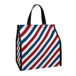 USA Patriotic Striped Pattern Print Insulated Lunch Tote
