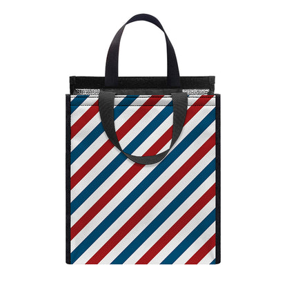 USA Patriotic Striped Pattern Print Insulated Lunch Tote