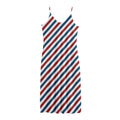 USA Patriotic Striped Pattern Print Jersey Midi Cami Dress