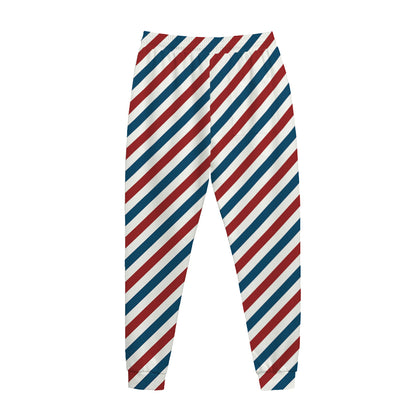 USA Patriotic Striped Pattern Print Jogger Pants