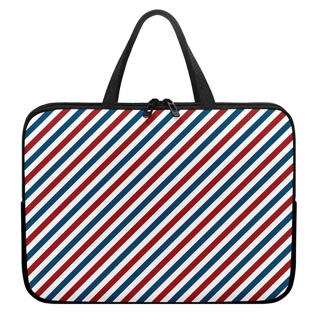 USA Patriotic Striped Pattern Print Laptop Sleeve With Handle