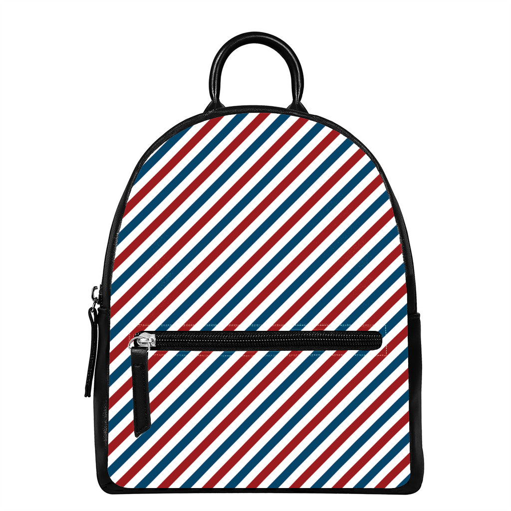USA Patriotic Striped Pattern Print Leather Backpack