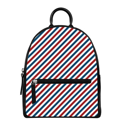 USA Patriotic Striped Pattern Print Leather Backpack