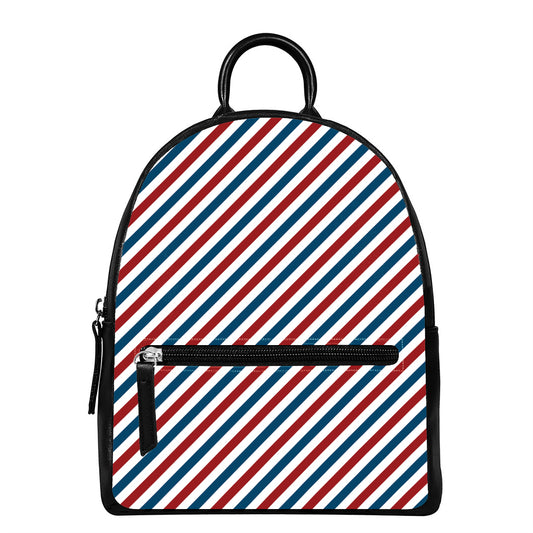 USA Patriotic Striped Pattern Print Leather Backpack