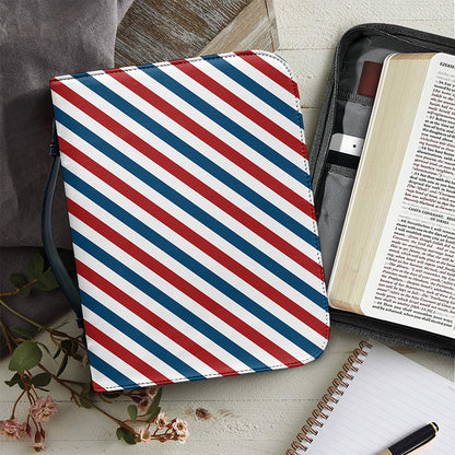 USA Patriotic Striped Pattern Print Leather Bible Cover