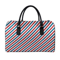 USA Patriotic Striped Pattern Print Leather Duffel Bag