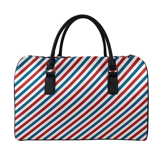 USA Patriotic Striped Pattern Print Leather Duffle Bag