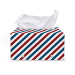 USA Patriotic Striped Pattern Print Leather Tissue Box Cover