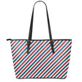 USA Patriotic Striped Pattern Print Leather Tote Bag With Zipper