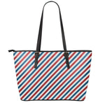 USA Patriotic Striped Pattern Print Leather Tote Bag