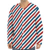 USA Patriotic Striped Pattern Print Long Sleeve Baseball Jersey