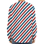 USA Patriotic Striped Pattern Print Long Sleeve Baseball Jersey