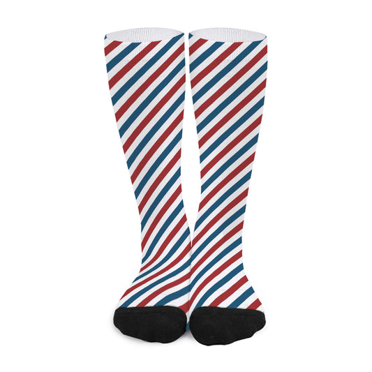 USA Patriotic Striped Pattern Print Long Socks