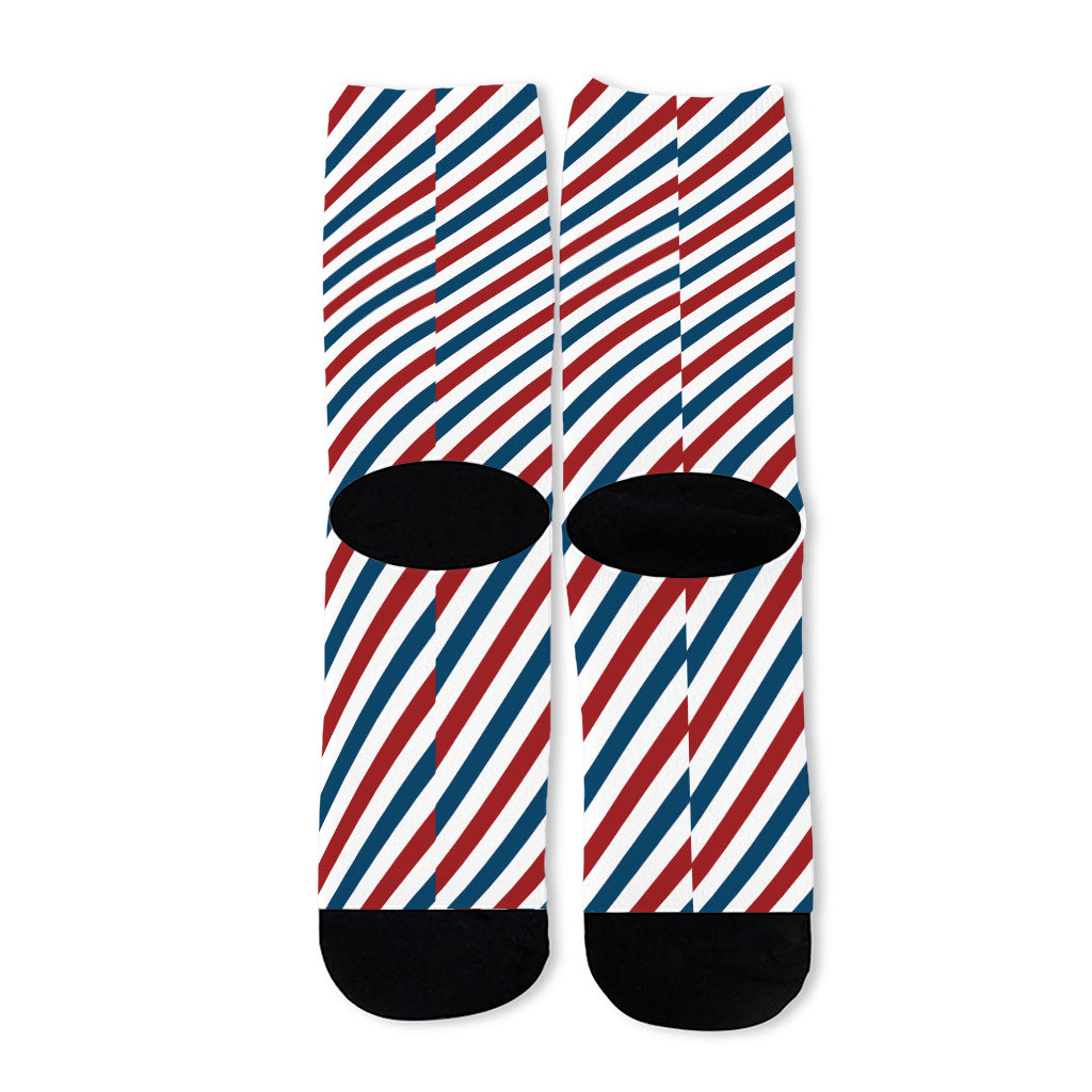 USA Patriotic Striped Pattern Print Long Socks