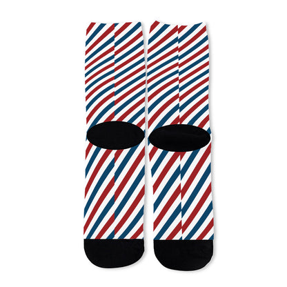 USA Patriotic Striped Pattern Print Long Socks