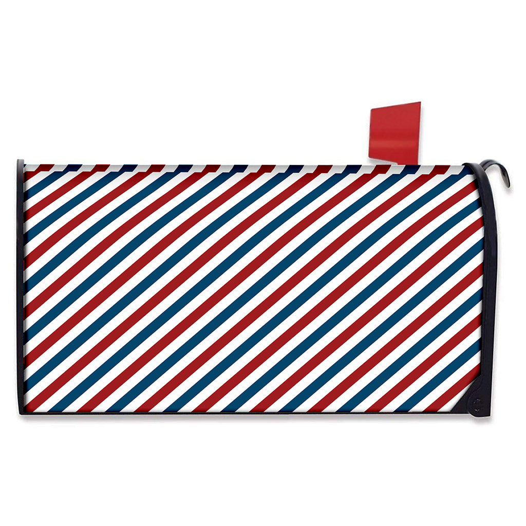 USA Patriotic Striped Pattern Print Mailbox Cover