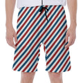 USA Patriotic Striped Pattern Print Men's Beach Shorts