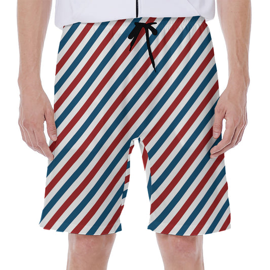 USA Patriotic Striped Pattern Print Men's Beach Shorts